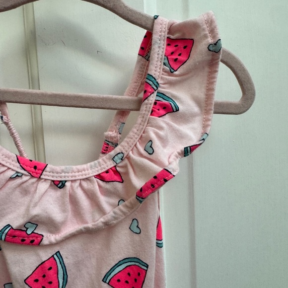 Carter's 3T Girls Pink Watermelon Ruffled Summer Romper - Picture 3 of 6